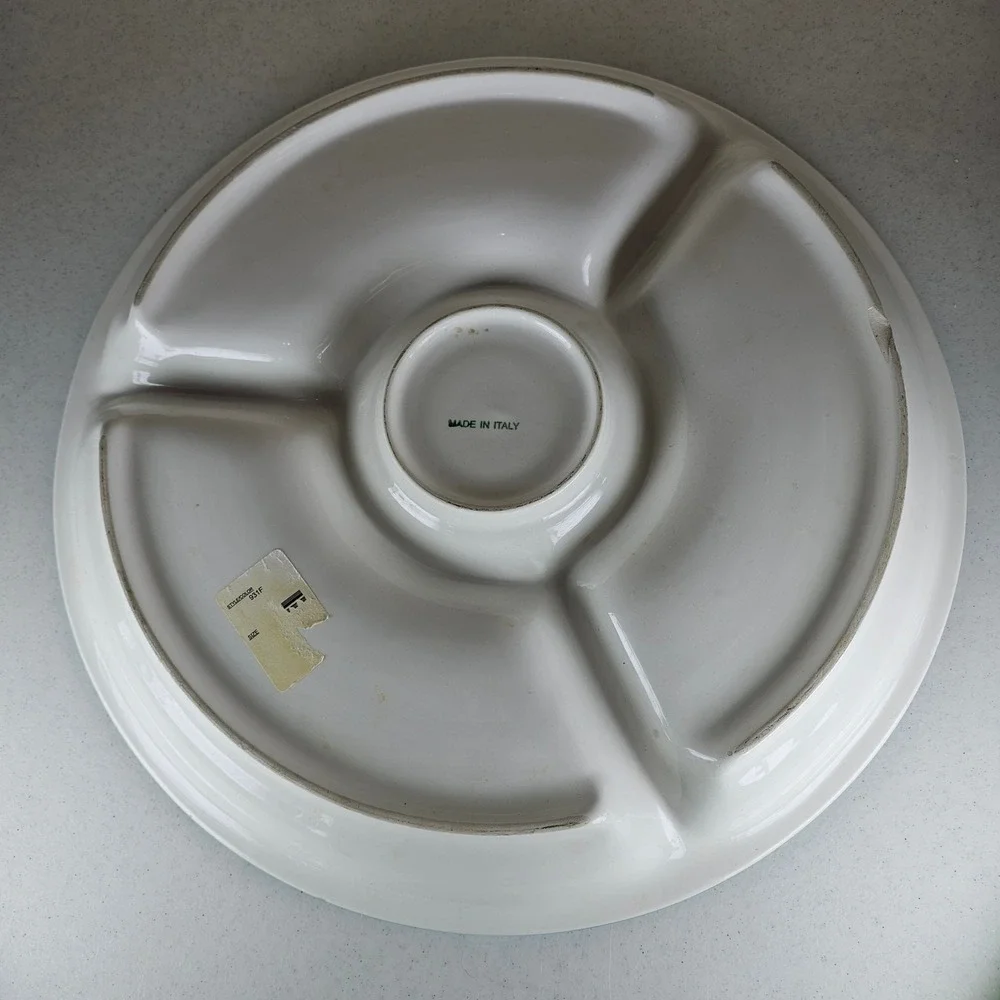 Stunning Italy Fruit Design Chip/Fruit /Vegetable 4‎ Section Round Platter 16